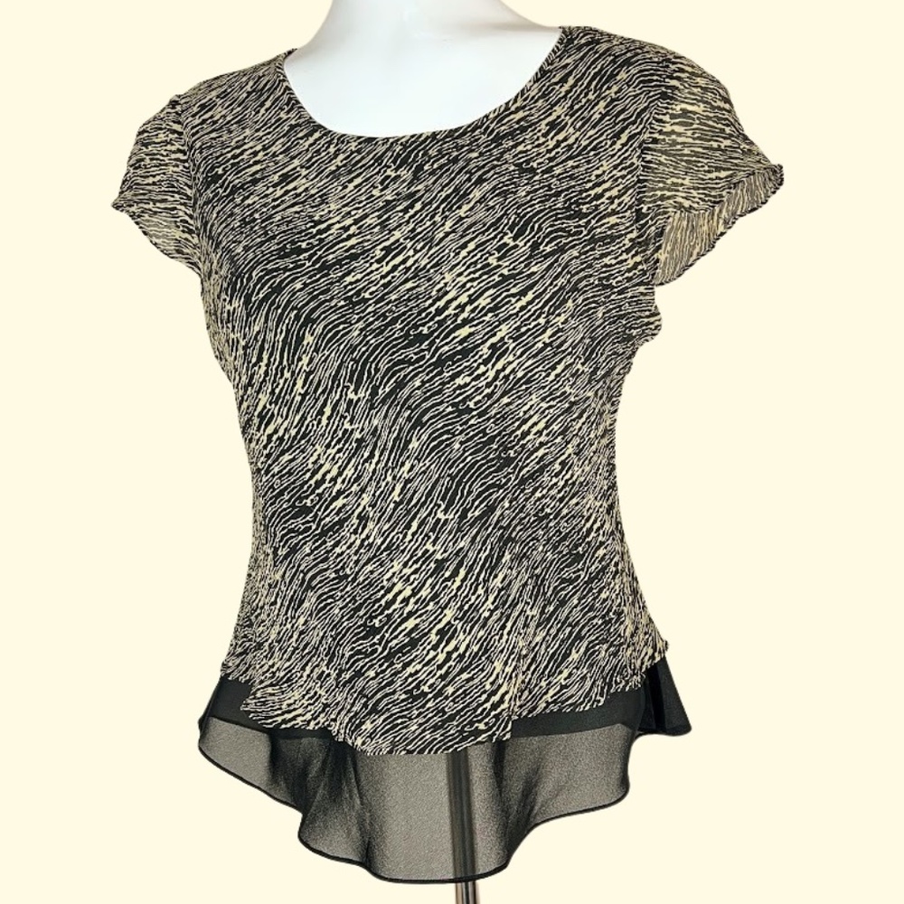 Jones New York Collection Layered Silk/Poly Animal Print Blouse Size 14 Like New